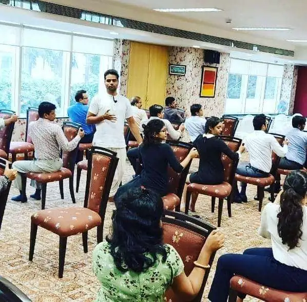 Corporate yoga session